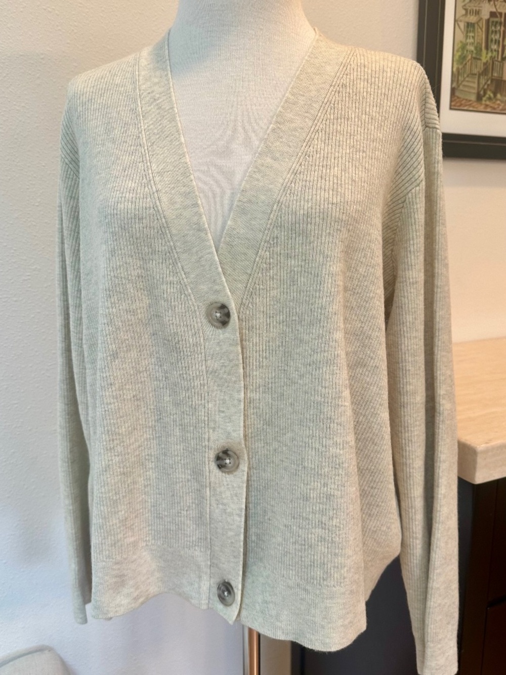 Ulla Popken V-Neck Cardigan | Color: light champagne | Size: 16/18 regular